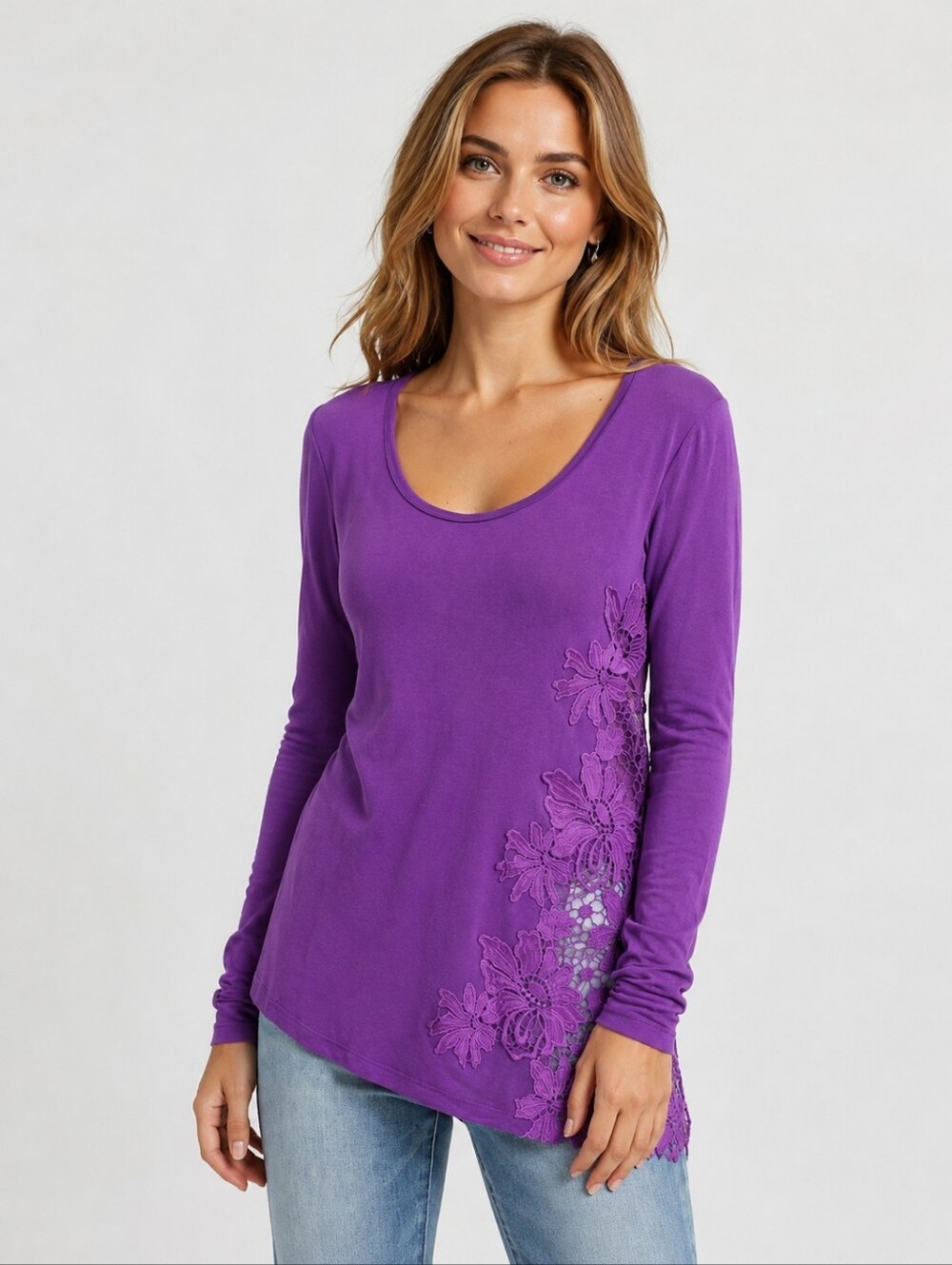 ❤️ INC INTERNATIONAL CONCEPTS LACE ASYMMETRICAL TOP, SMALL